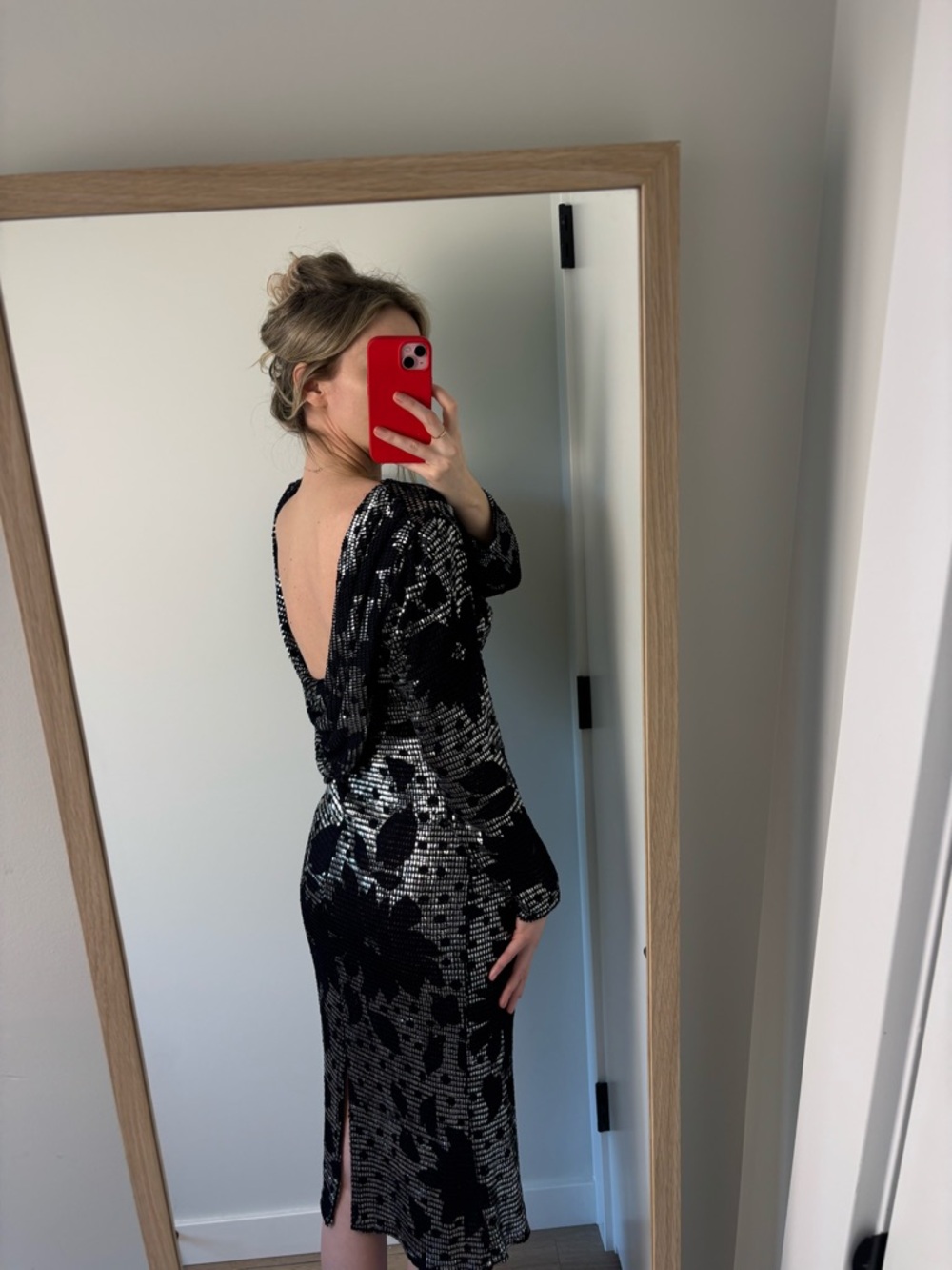 Vintage black and silver low back dress
